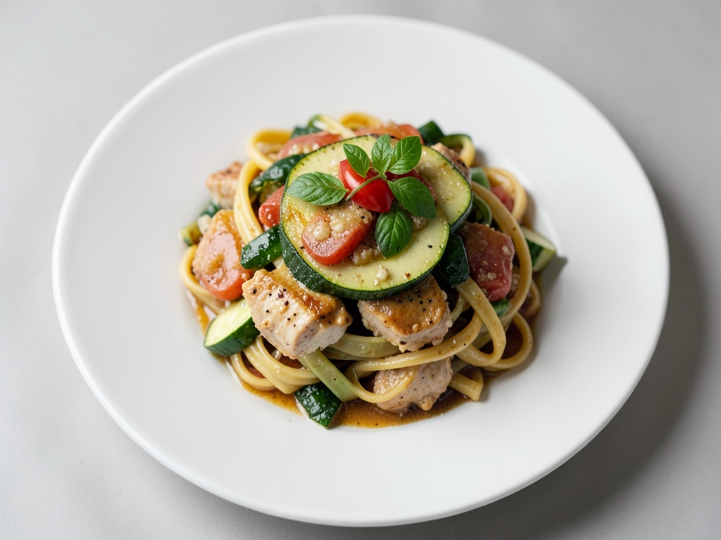 Ein-Topf-Pasta mit Hähnchen und Zucchini