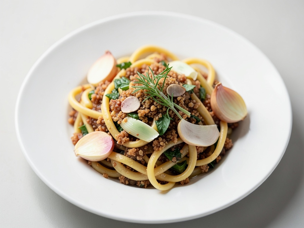 One-Pot-Pasta mit Wirsing und Thymian-Mandel-Topping