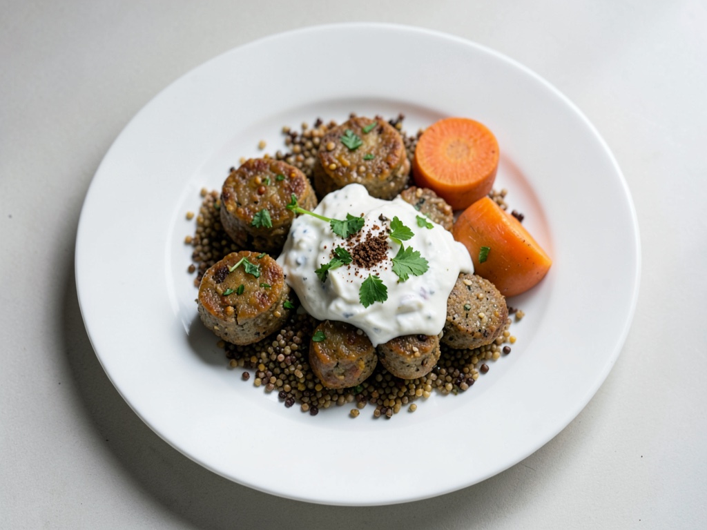 Boulettes de quinoa et carottes orientales au skyr aux herbes