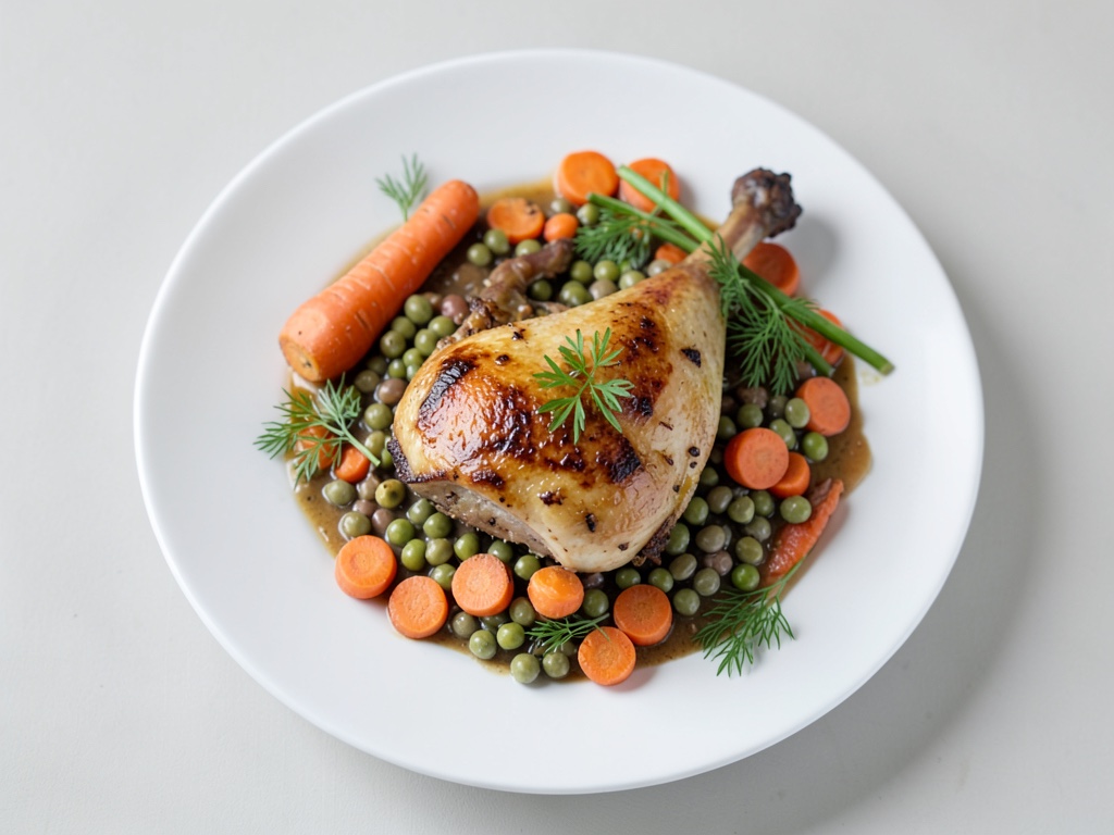 Pollo orientale con lenticchie e carote arrosto