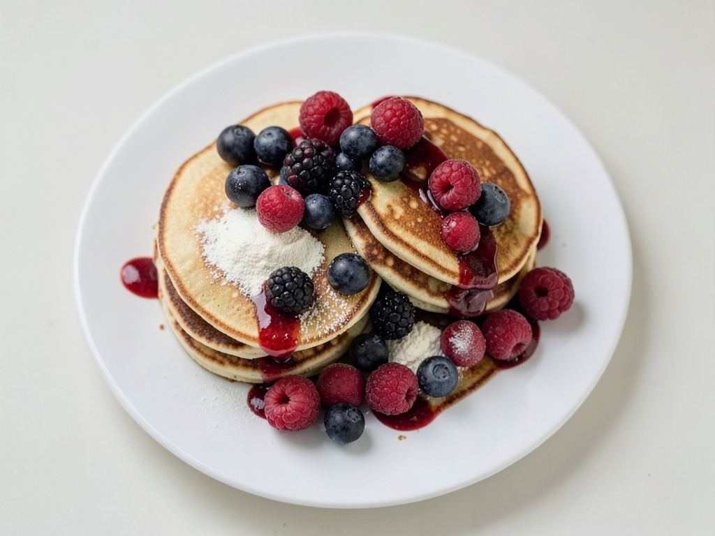 Pancakes mit Heidelbeeren und Himbeeren