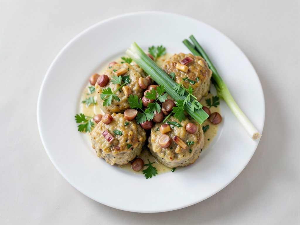 Boulettes de pommes de terre croustillantes sur une base crémeuse à la ciboule