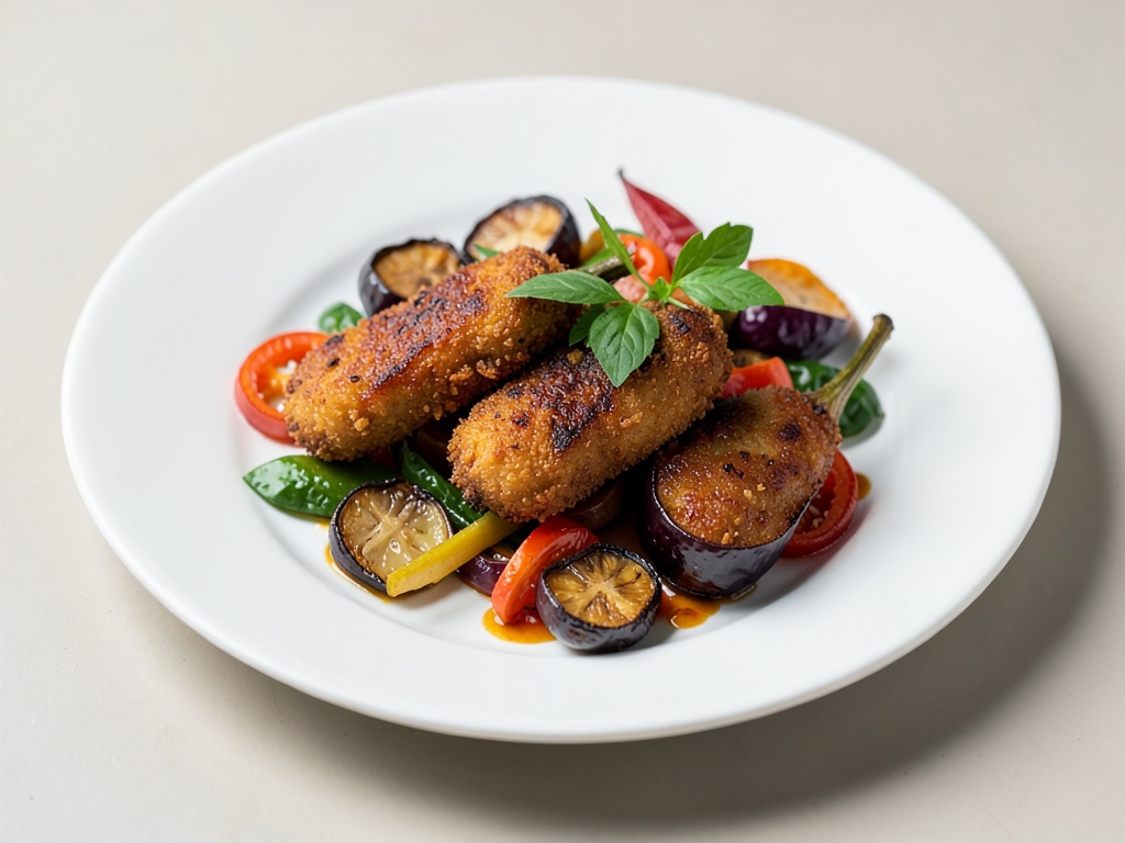 Melanzane croccanti con verdure al forno