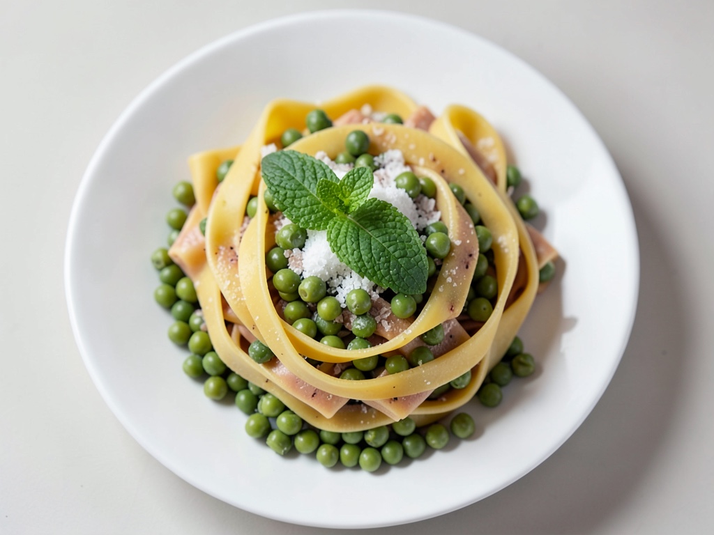 Pappardelle aux pois et à la menthe