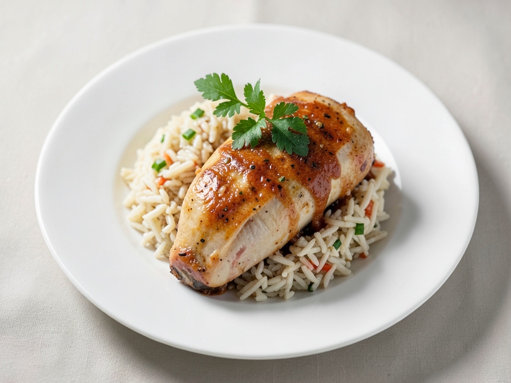 Pollo alla panna e peperoni con riso