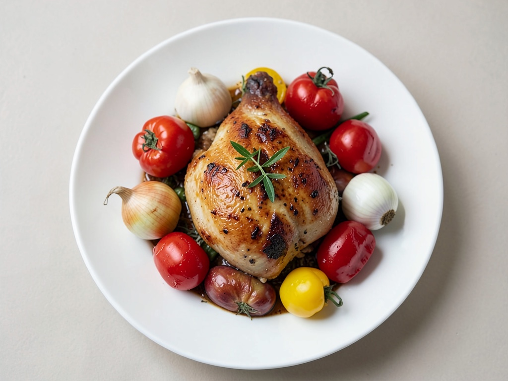 Pollo al forno con peperoni e cipolle