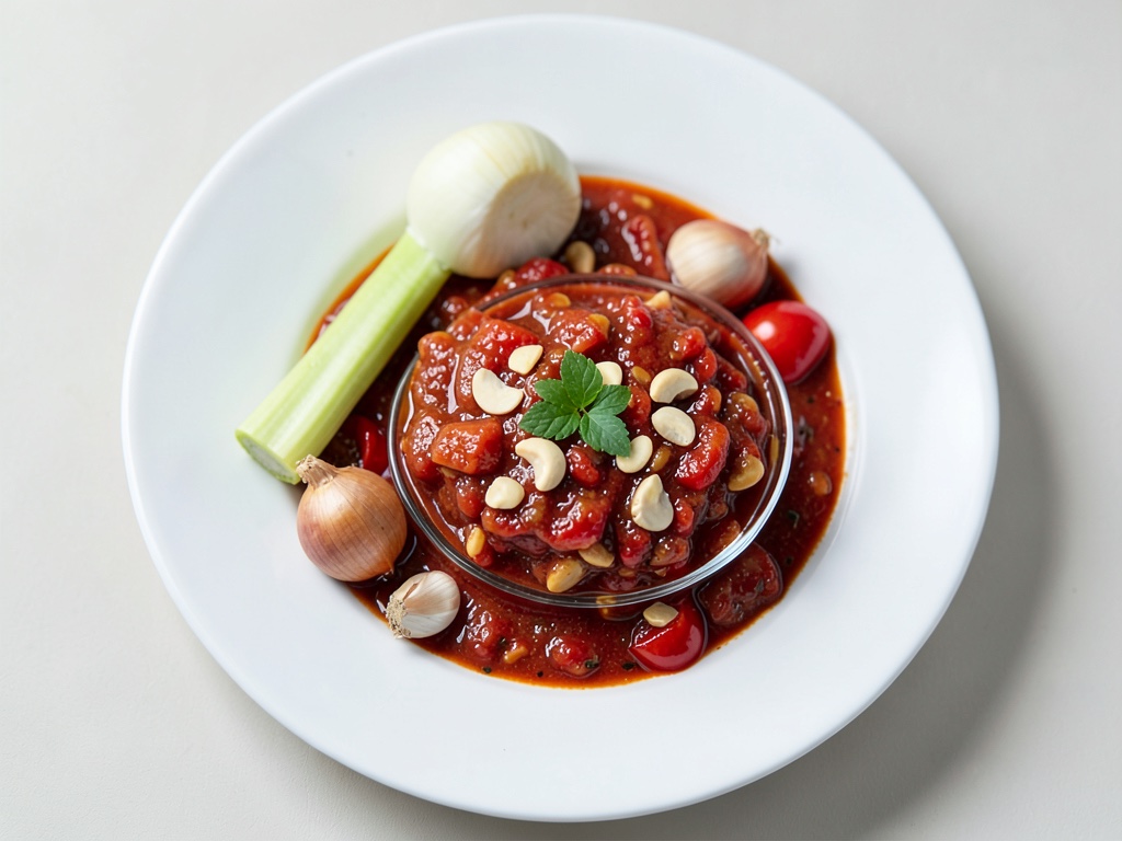 Sopa cremosa de pimiento con almendras tostadas