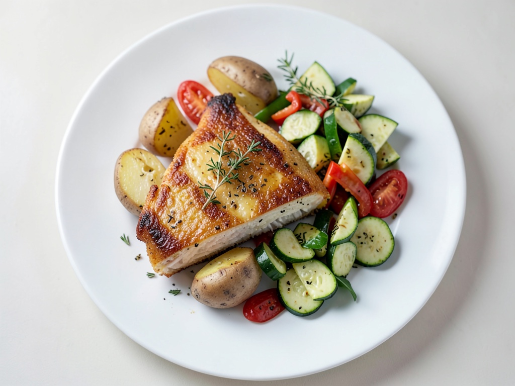 Cotolette croccanti al Parmigiano con patate al forno e insalata di zucchine piccante