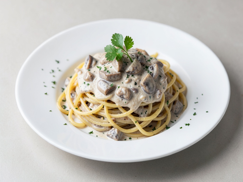 Vegane Spaghetti mit Champignon-Chunk-Cremesauce