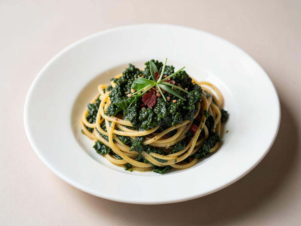 Spaghetti mit frischem Grünkohl-Pesto