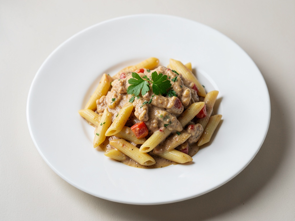 Cremige Paprika-Hähnchen-Penne