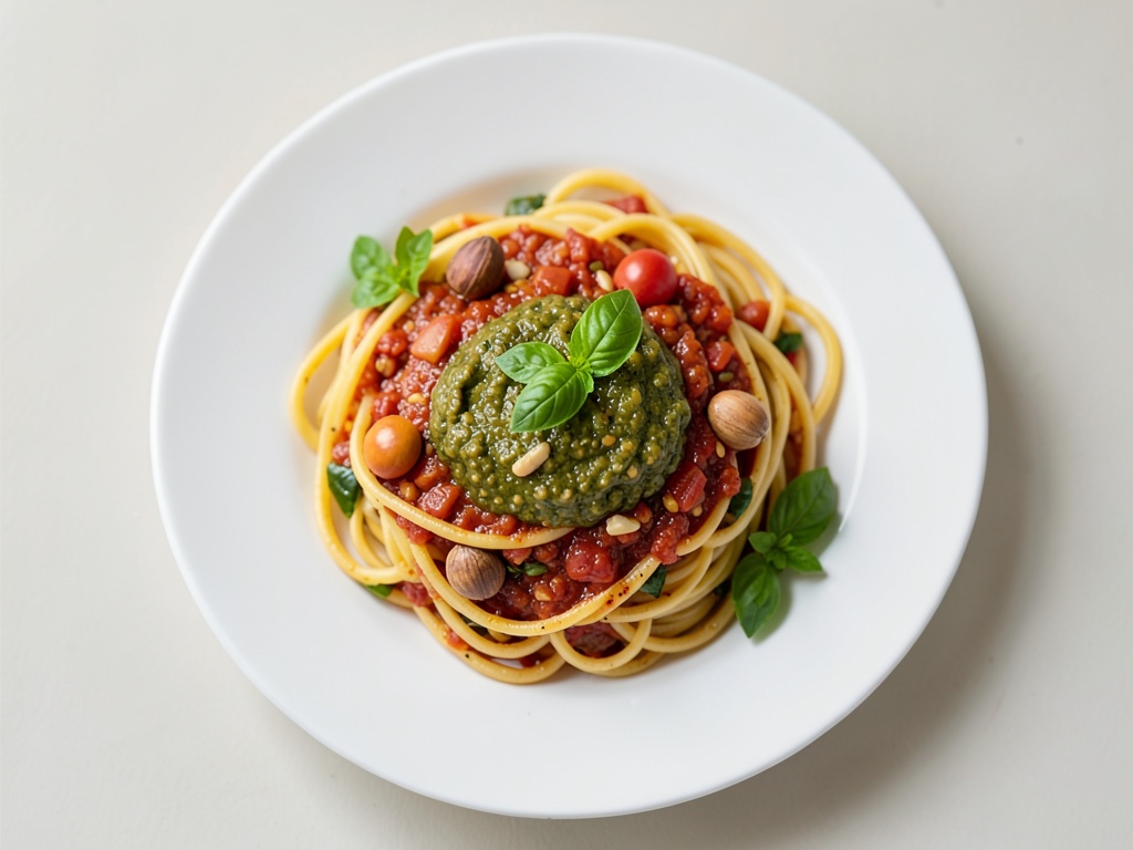 Tagliatelle mit geröstetem Paprika-Walnuss-Pesto