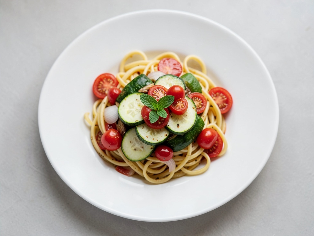 Cremige Tagliatelle mit Zucchini und Tomaten