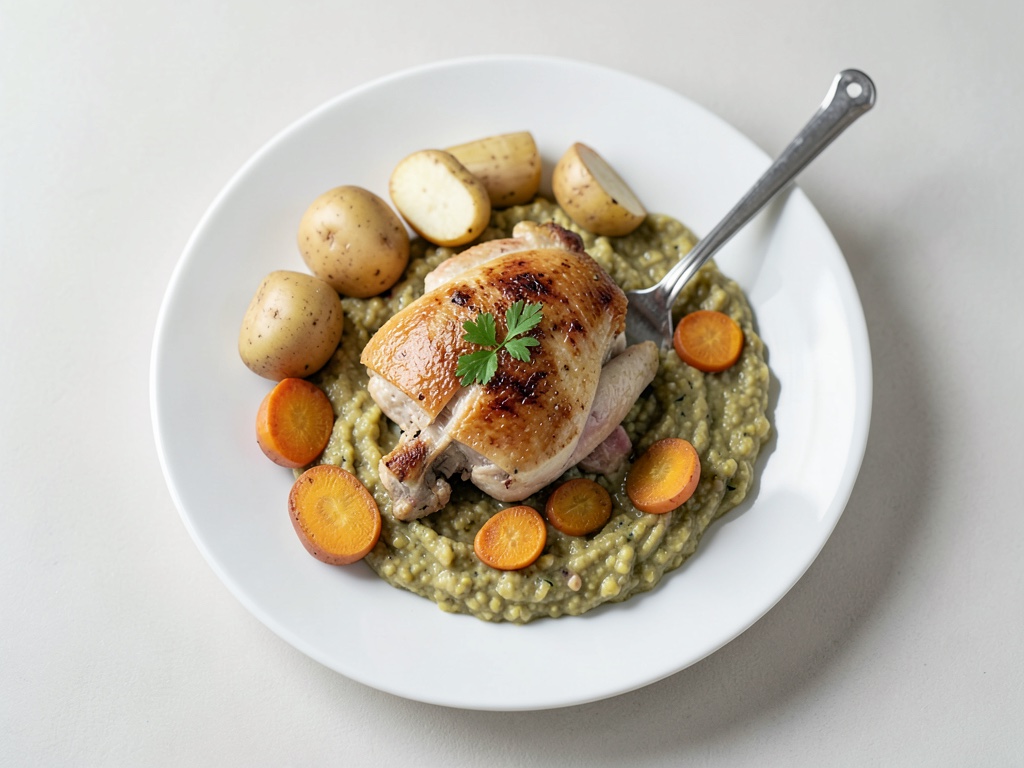 Purea cremosa di pastinache e patate con pollo succoso