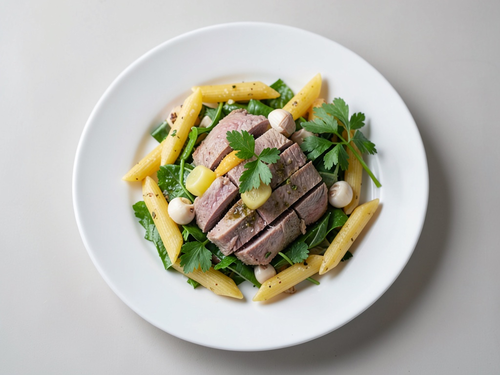 Insalata di penne con tacchino marinato