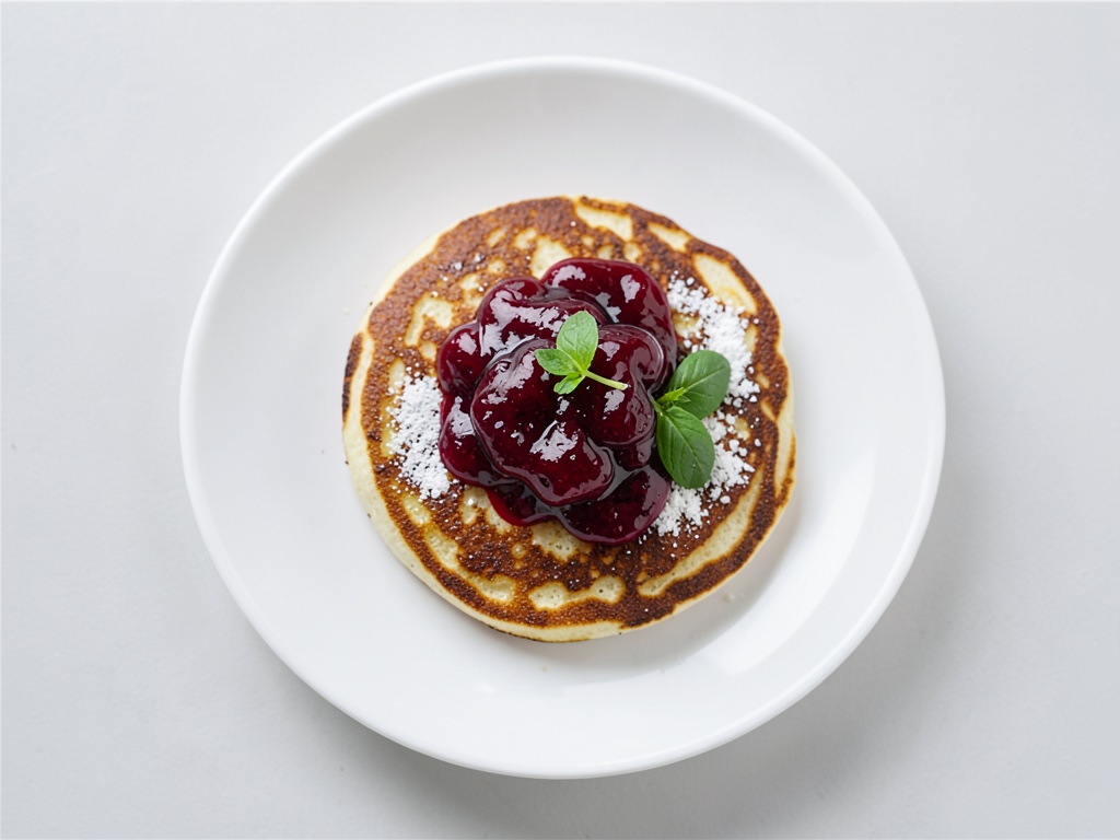 Tortitas planas con mermelada de frambuesa
