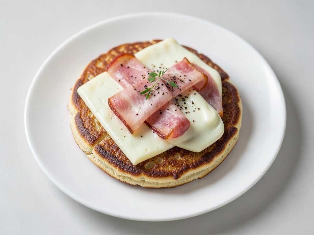 Tortitas de panqueque con queso y jamón