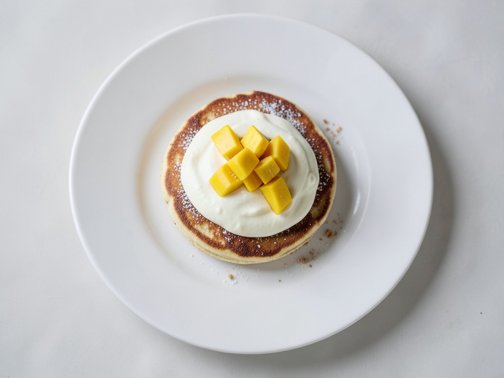 Tortitas esponjosas con topping de yogur frutal