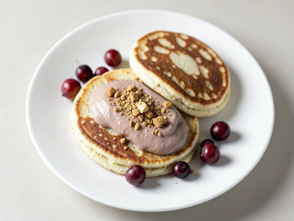 Fluffige Pfannkuchen mit Nuss-Nougat-Creme und frischen Erdbeeren