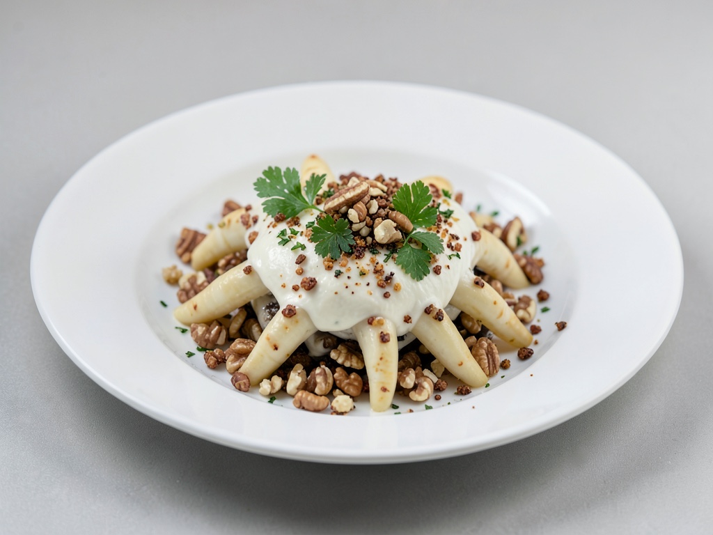 Ragno di formaggio fresco con pepe e noci
