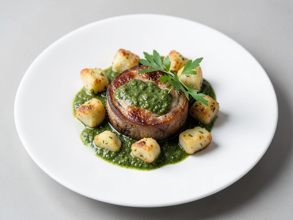 Padella di funghi chanterelle con gnocchi fritti e pesto