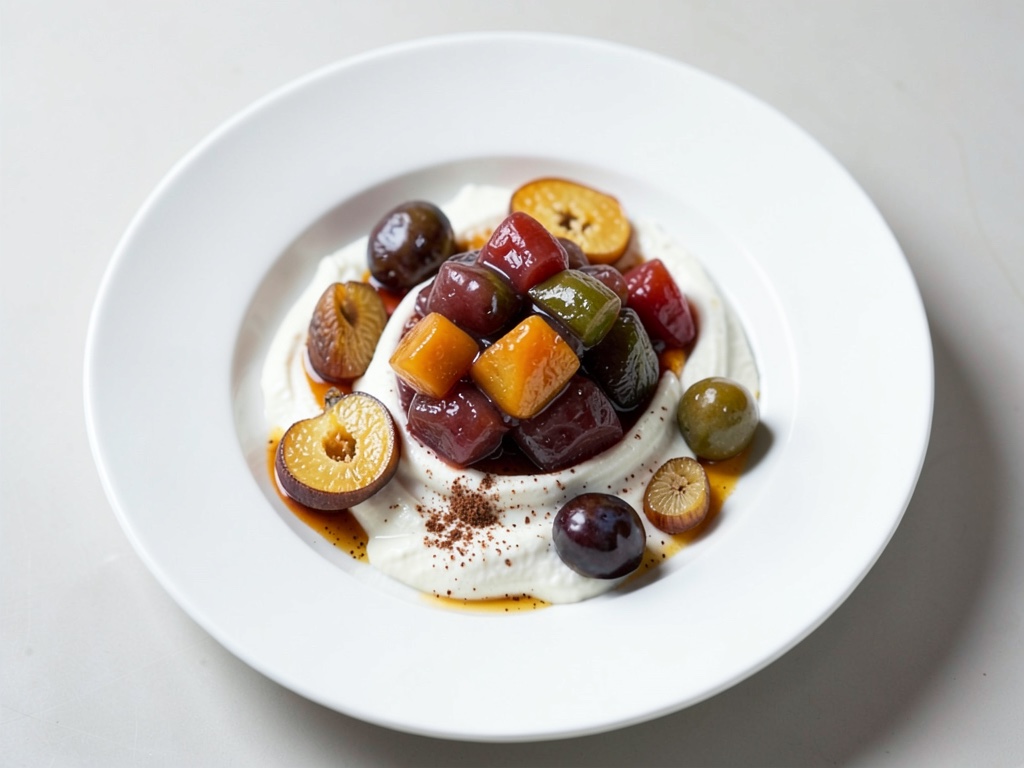 Yogurt con composta calda di prugne e fichi