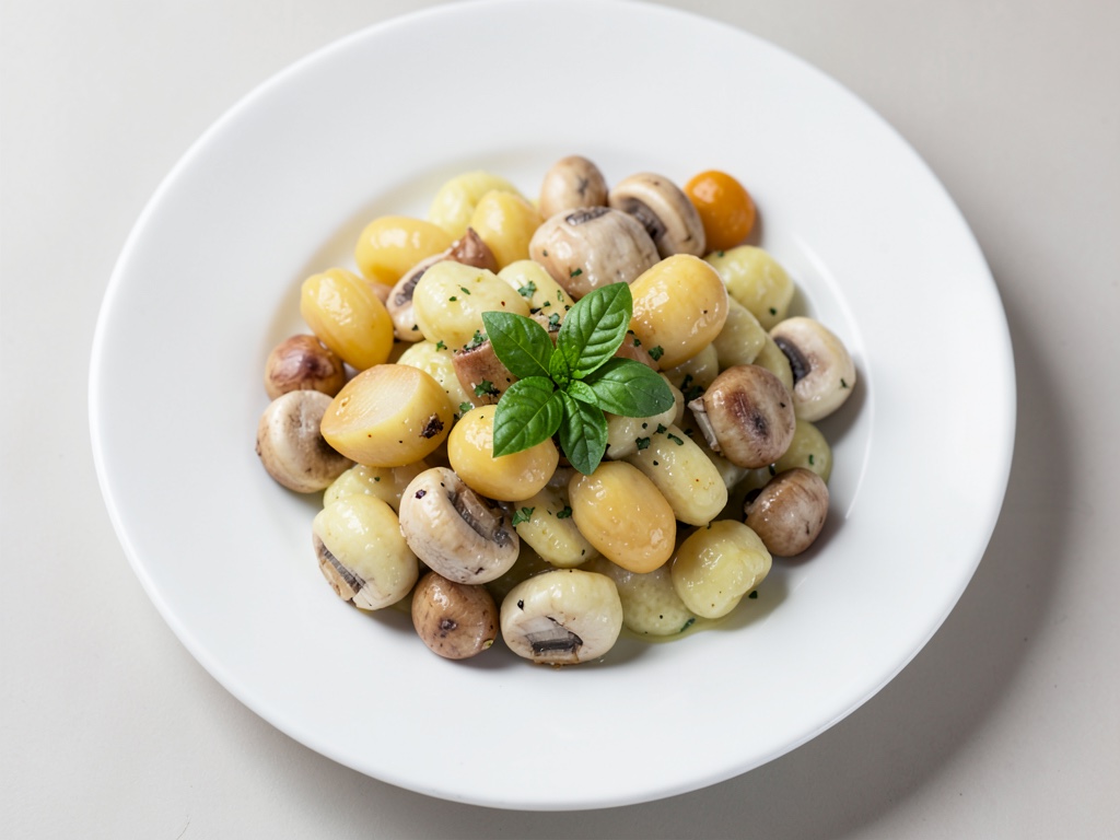 Padella cremosa di funghi e gnocchi