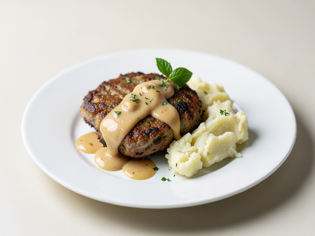 Polpette di funghi fritte con purea di mele e purè di patate
