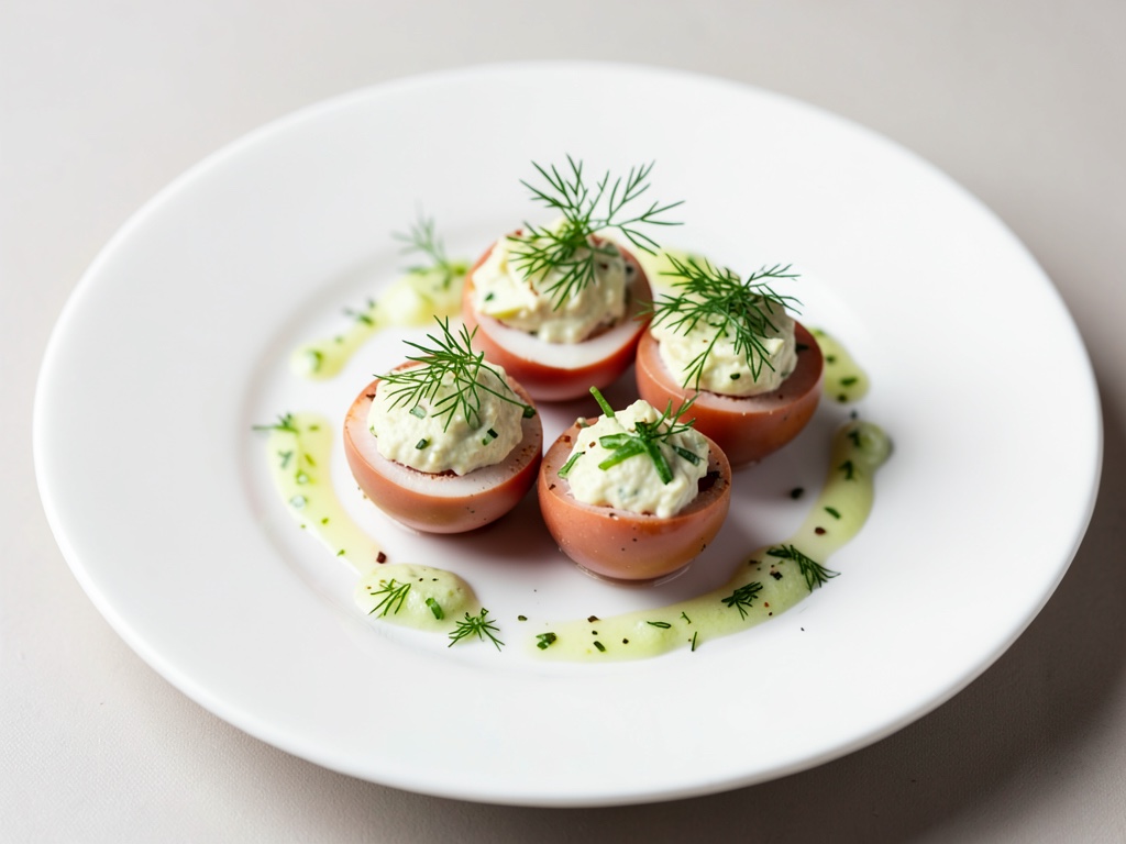 Huevos del Diablo Rosas – Huevos Rellenos con Eneldo y Crema de Pepino