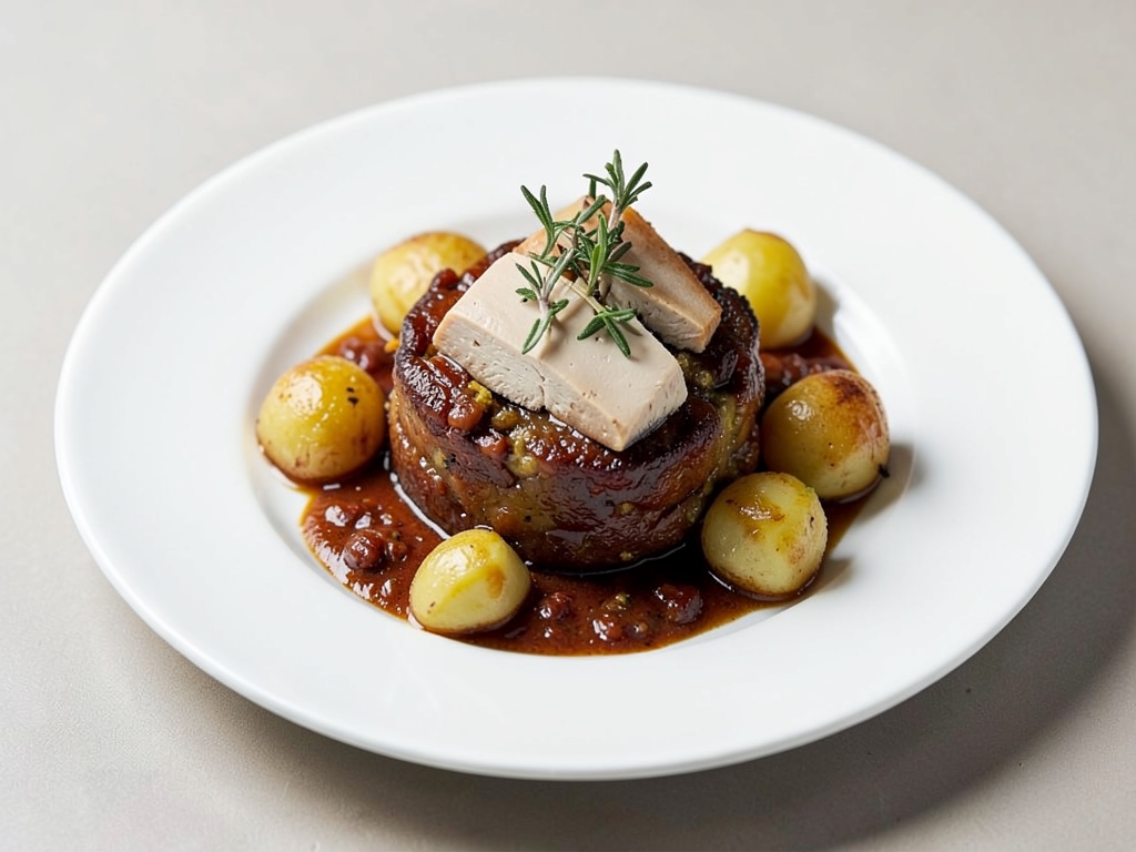 Pisto espagnol au tofu fumé et pommes de terre au thym