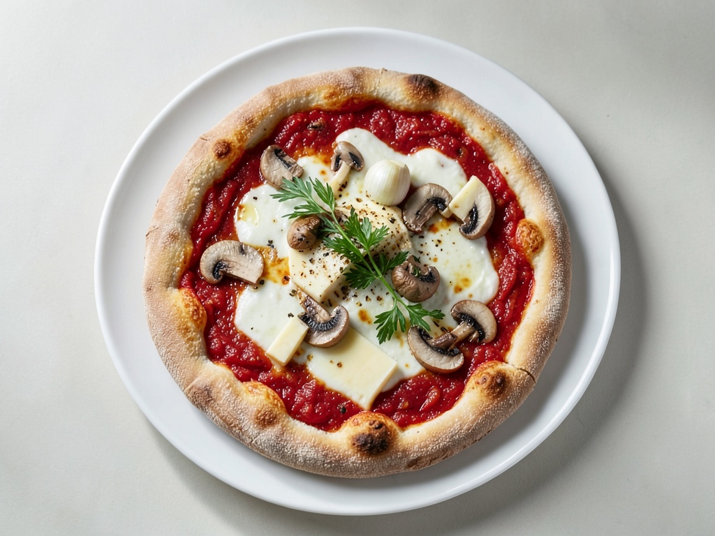 Pizza ai funghi con nota fresca di erbe e limone