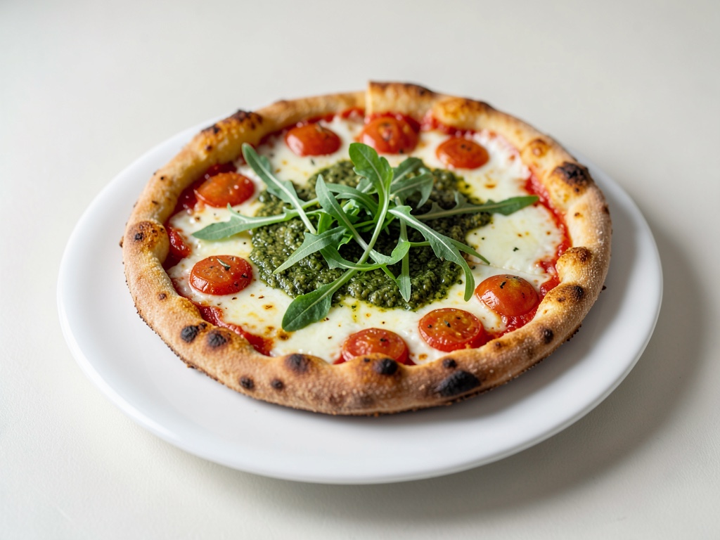 Pizza Margherita croccante con pesto fresco di rucola