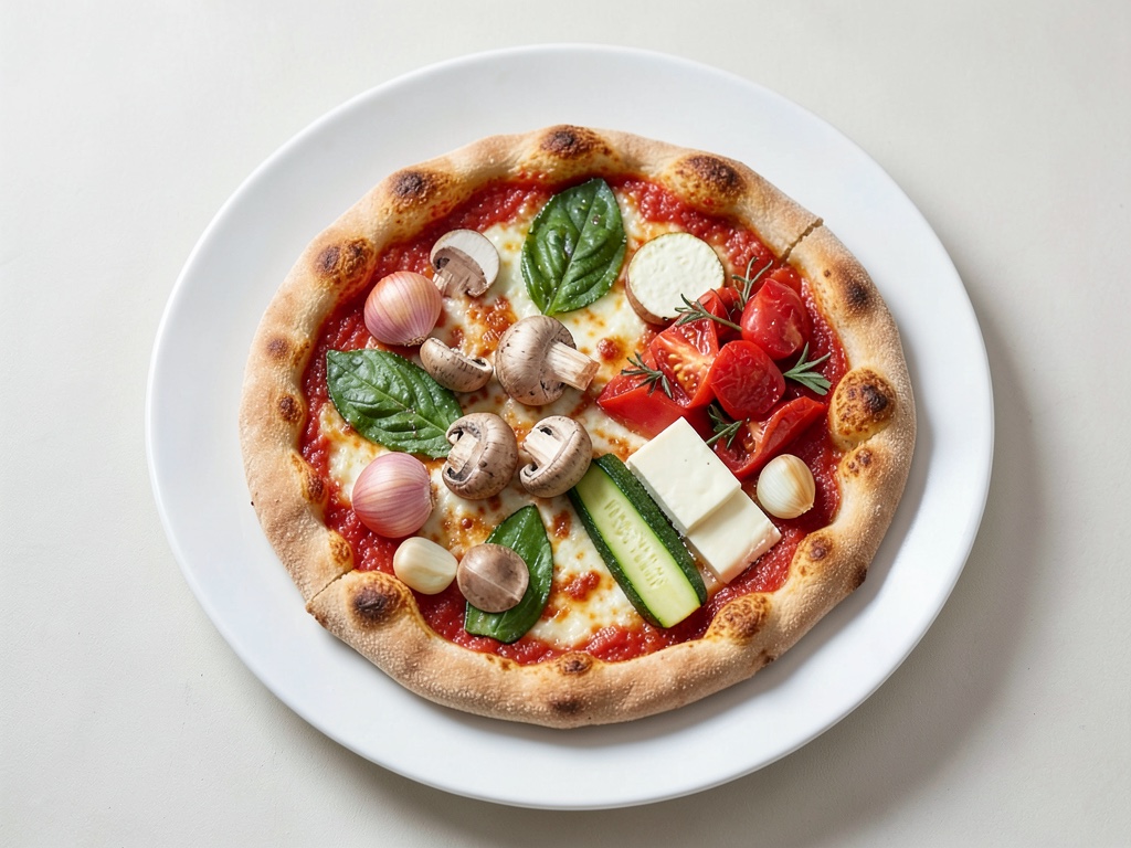 Pizza con impasto, pomodoro e feta, con insalata di pomodori fresca