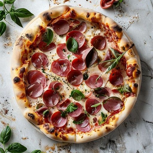 Pizza croccante con prosciutto e funghi