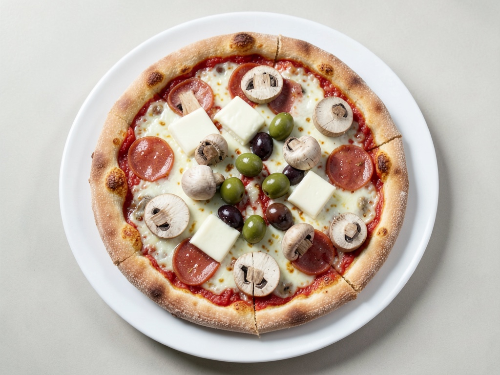 Pizza con quattro condimenti diversi