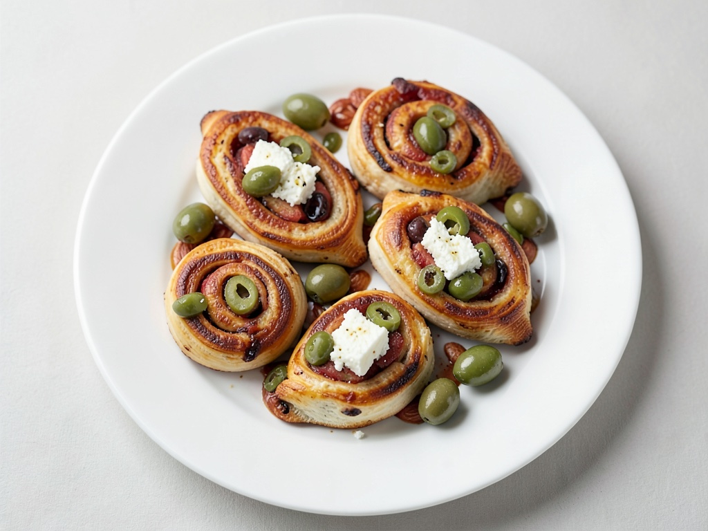 Rotolini di pizza con feta e olive