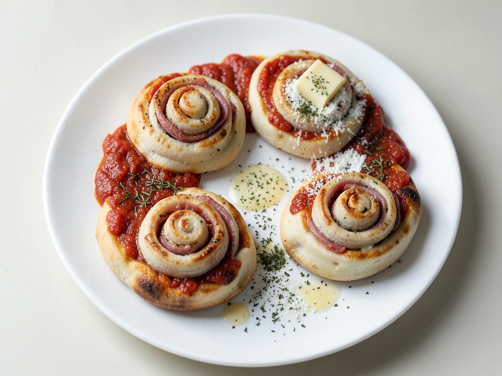 Rotolini di pizza con ripieno di prosciutto