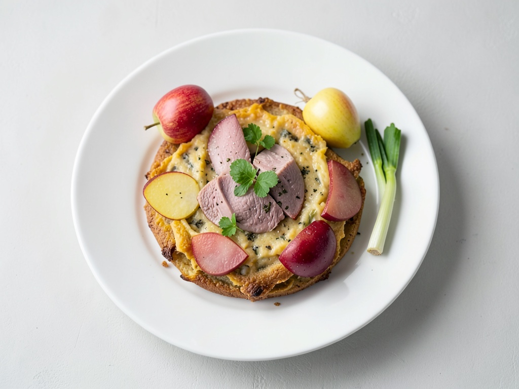 Morue avec gratin de poireaux et pommes