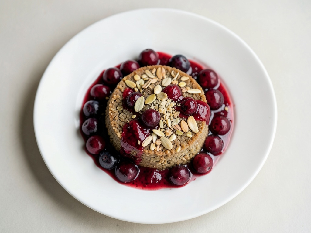 Porridge con frambuesas calientes y pistachos