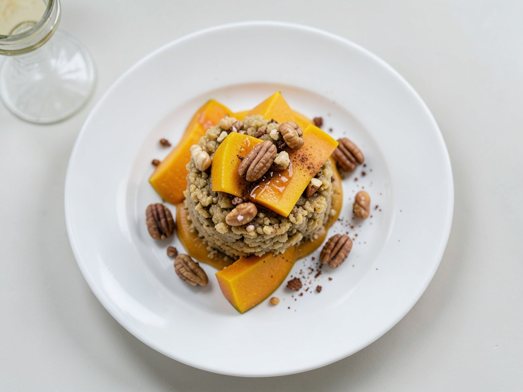 Porridge de avena con calabaza asada y nueces