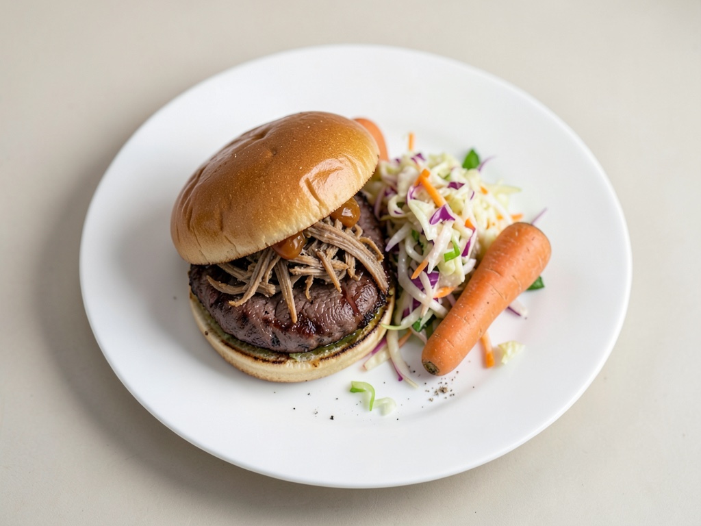 Burger al manzo sfilacciato con coleslaw