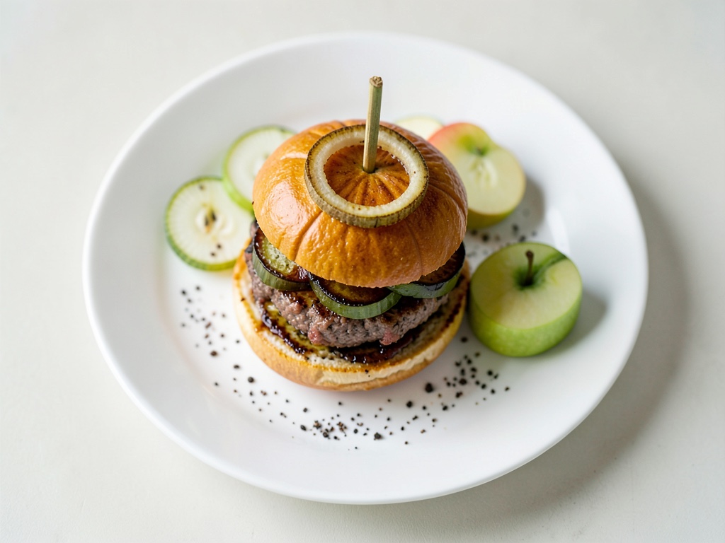 Burger di zucca con anelli di cipolla