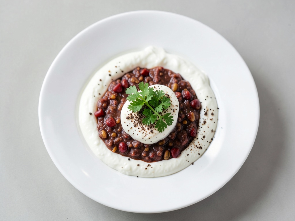 Straccetti di tacchino in salsa allo yogurt con dal di lenticchie rosse