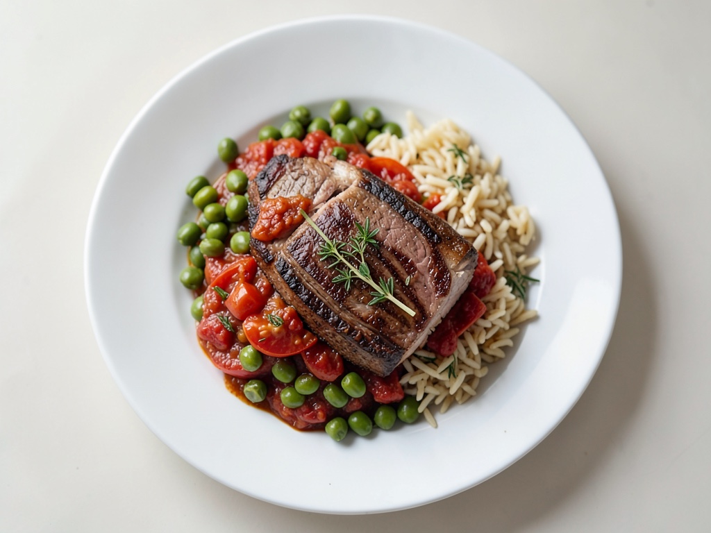Turkey Steaks with Tomato Ragout and Rice