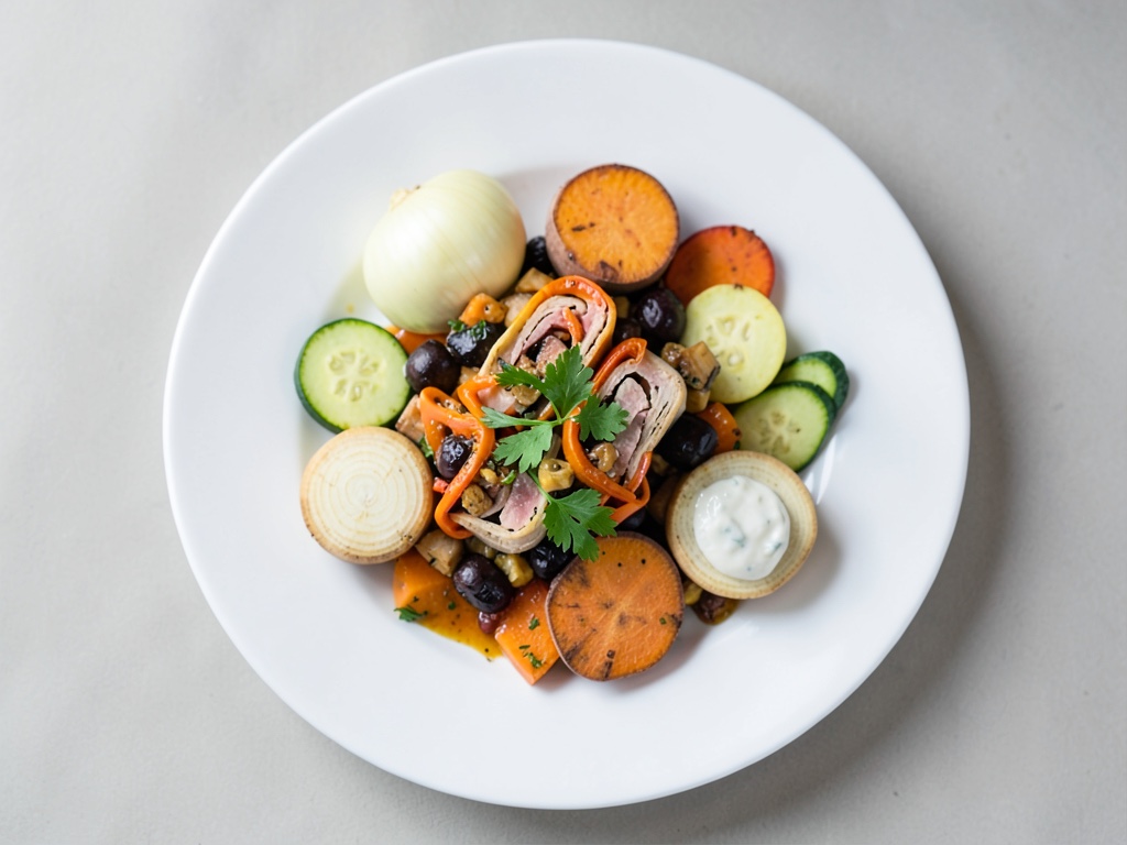 Involtini di tacchino con verdure al forno e salsa allo yogurt e senape