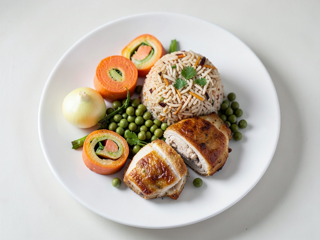 Rouleaux de poulet au riz et aux légumes