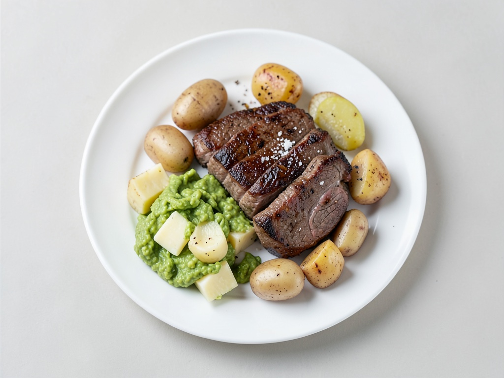 Putensteaks mit Käse-Kartoffeln und Guacamole