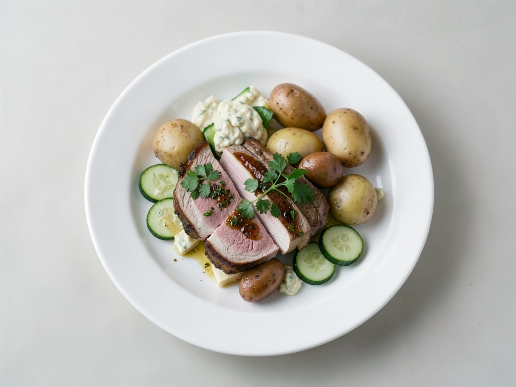 Crocche di tacchino croccanti con patate al forno e quark alle erbe fresche