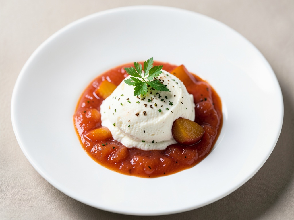 Quark-Creme mit Aprikosen-Kompott