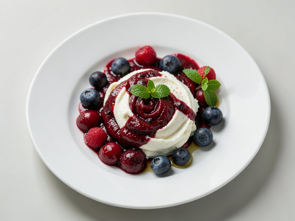 Fruchtige Quark-Creme mit Rhabarber und Erdbeeren